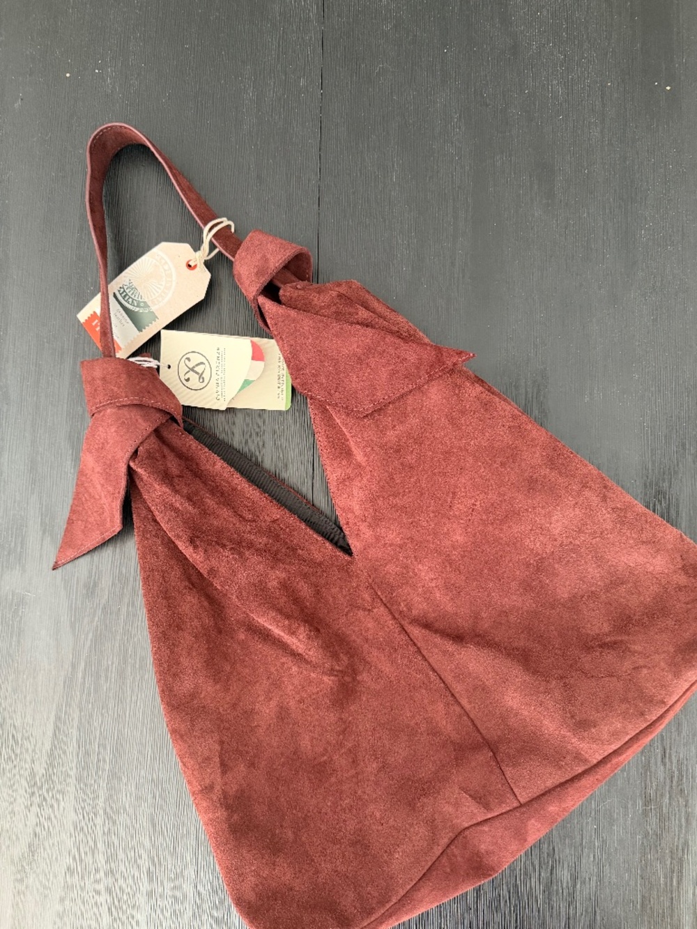 Divina Firenze Suede Slouchy bag —wine color